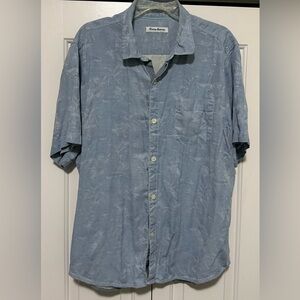 Tommy Bahama Mens XL Blue 100% Silk Hawaiian Button Front Shirt
